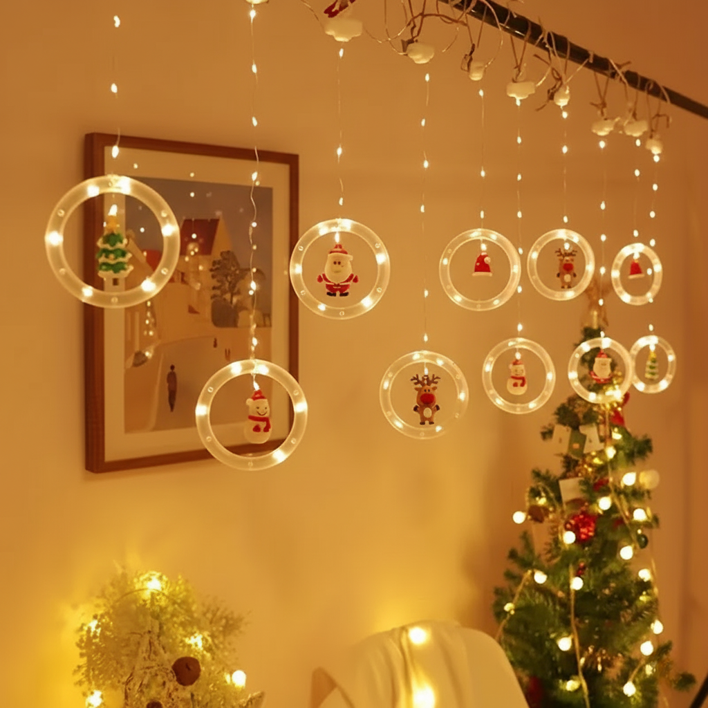 8 Piece Christmas LED Curtain Light