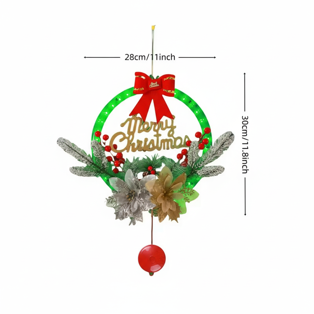 Light-Up "Merry Christmas" LED Hanging Wreath