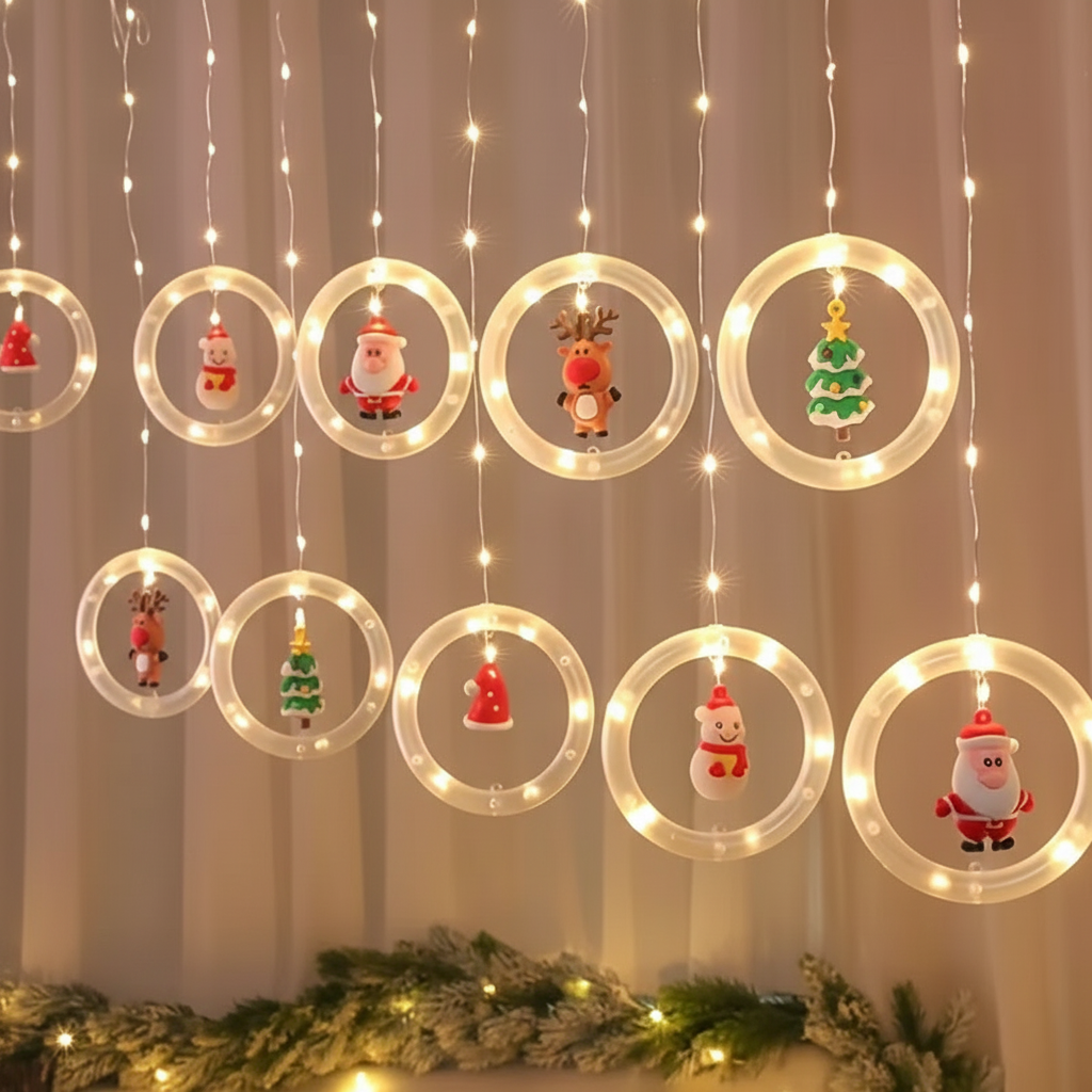 8 Piece Christmas LED Curtain Light