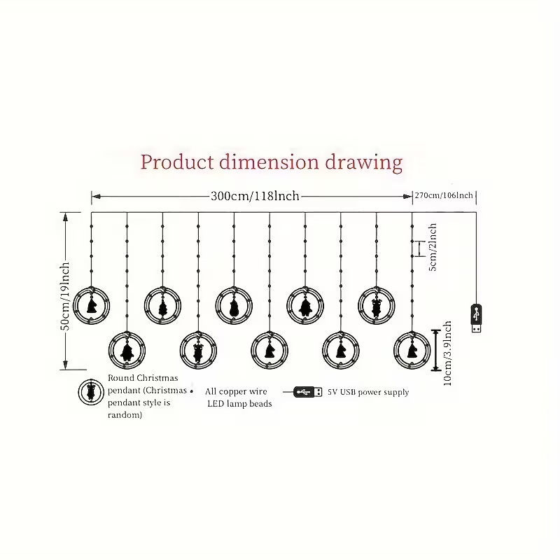 8 Piece Christmas LED Curtain Light