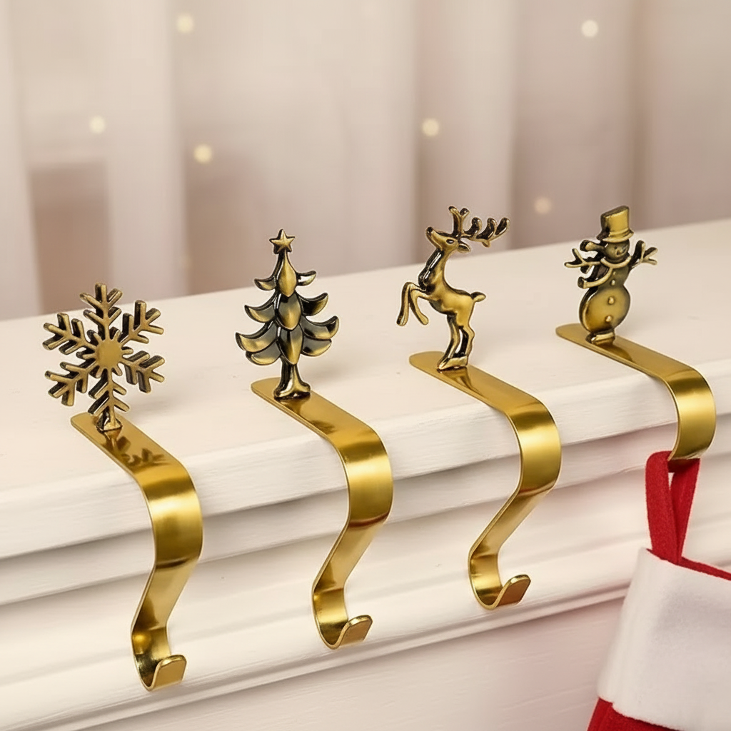 Metal Christmas Stocking Holders / Mantel Hooks