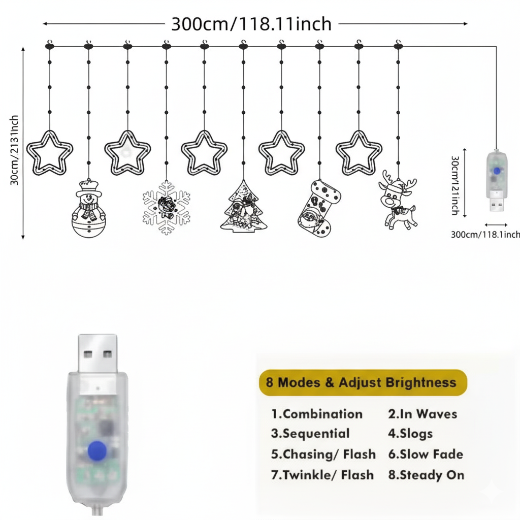 LED Christmas Curtain Lights