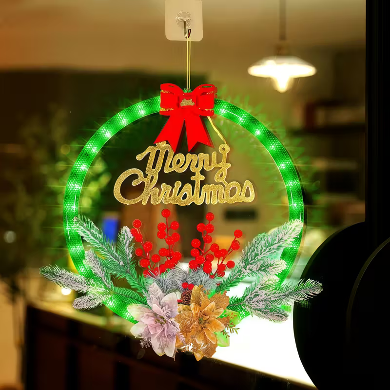 Light-Up "Merry Christmas" LED Hanging Wreath