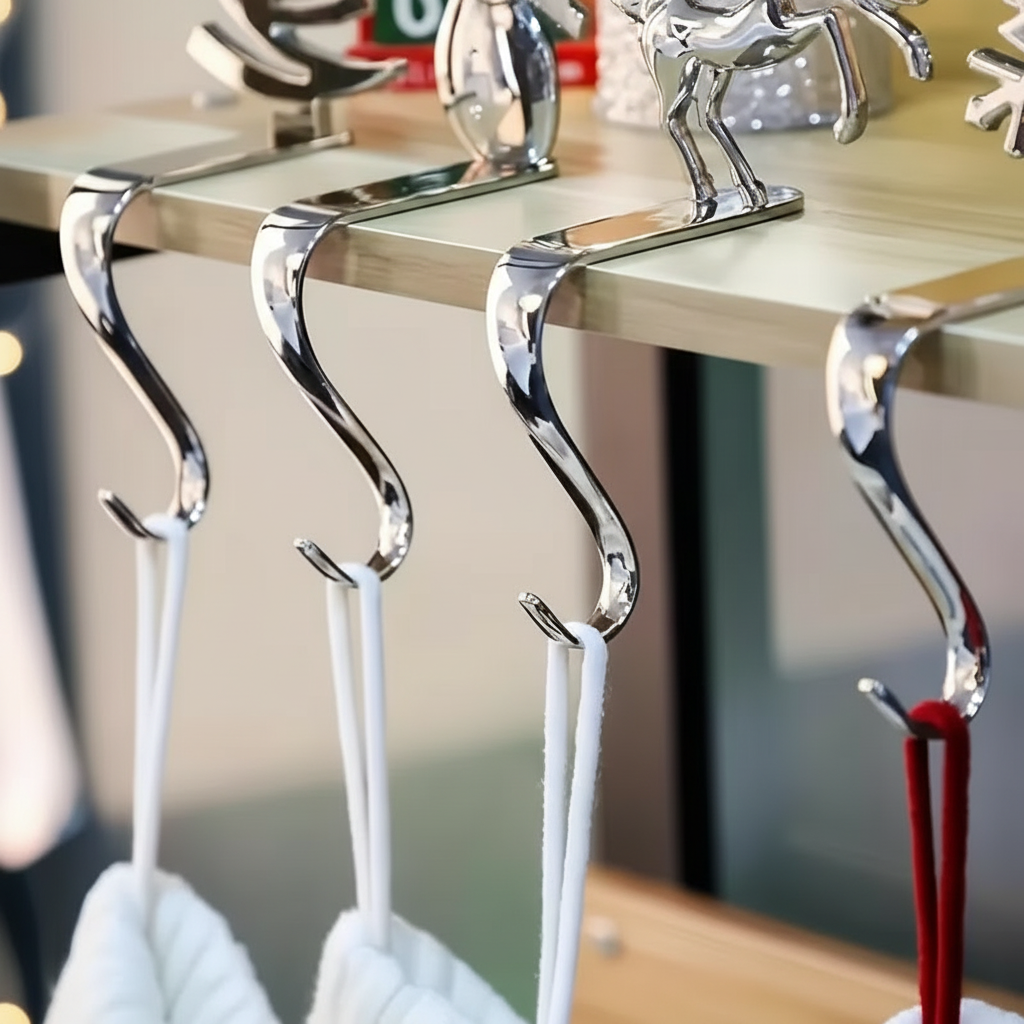 Metal Christmas Stocking Holders / Mantel Hooks